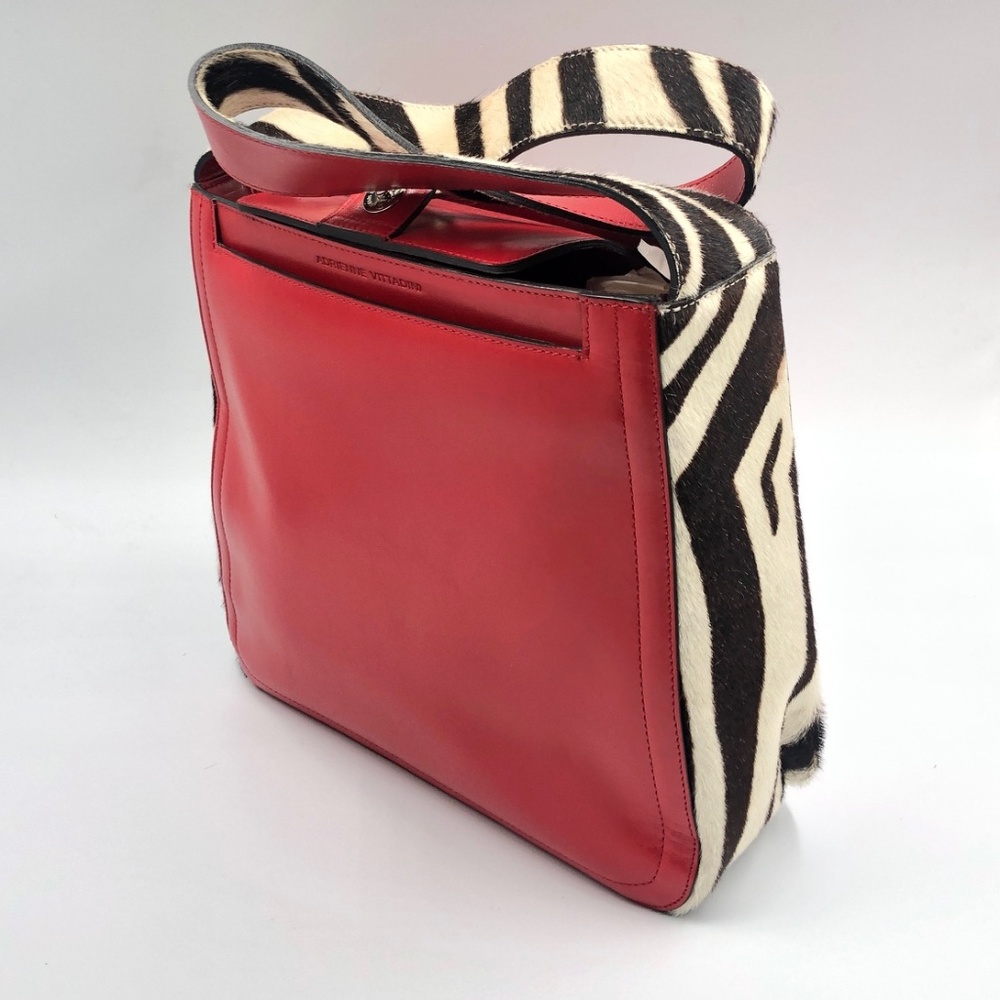 Adrienne Vittadini Red and Zebra Ponyhair Purse